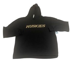 Adidas Mens‎ Black Small Hoodie Pullover Washington Huskies Drawstring Pockets